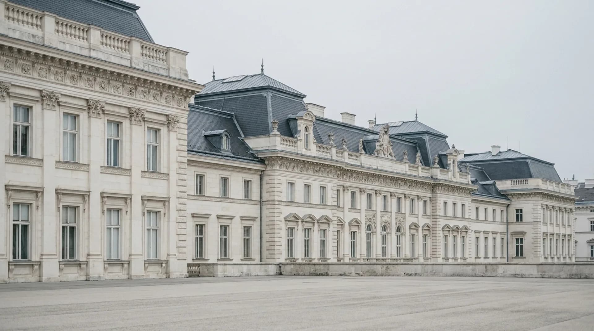 Klassische Wiener Fassade in kühlem, gedecktem Tageslicht, Wien-Anker